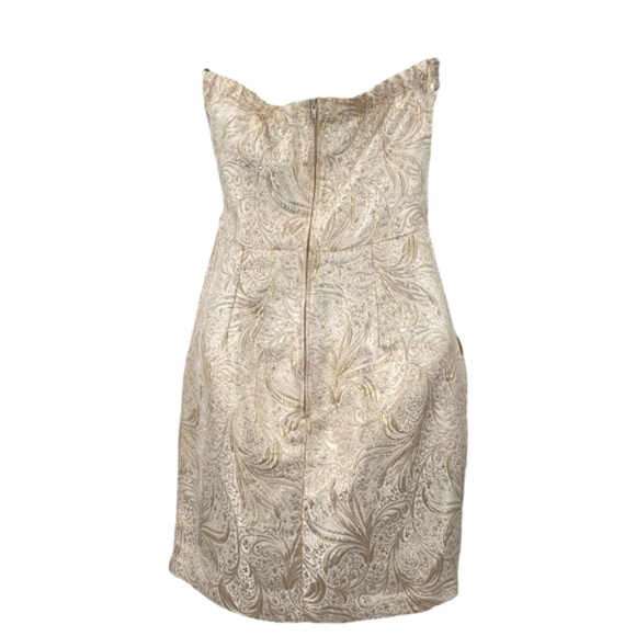 Vintage Taboo Strapless Dress Cream Gold Strapless Mini Dress Pockets Sz Small - Picture 3 of 10